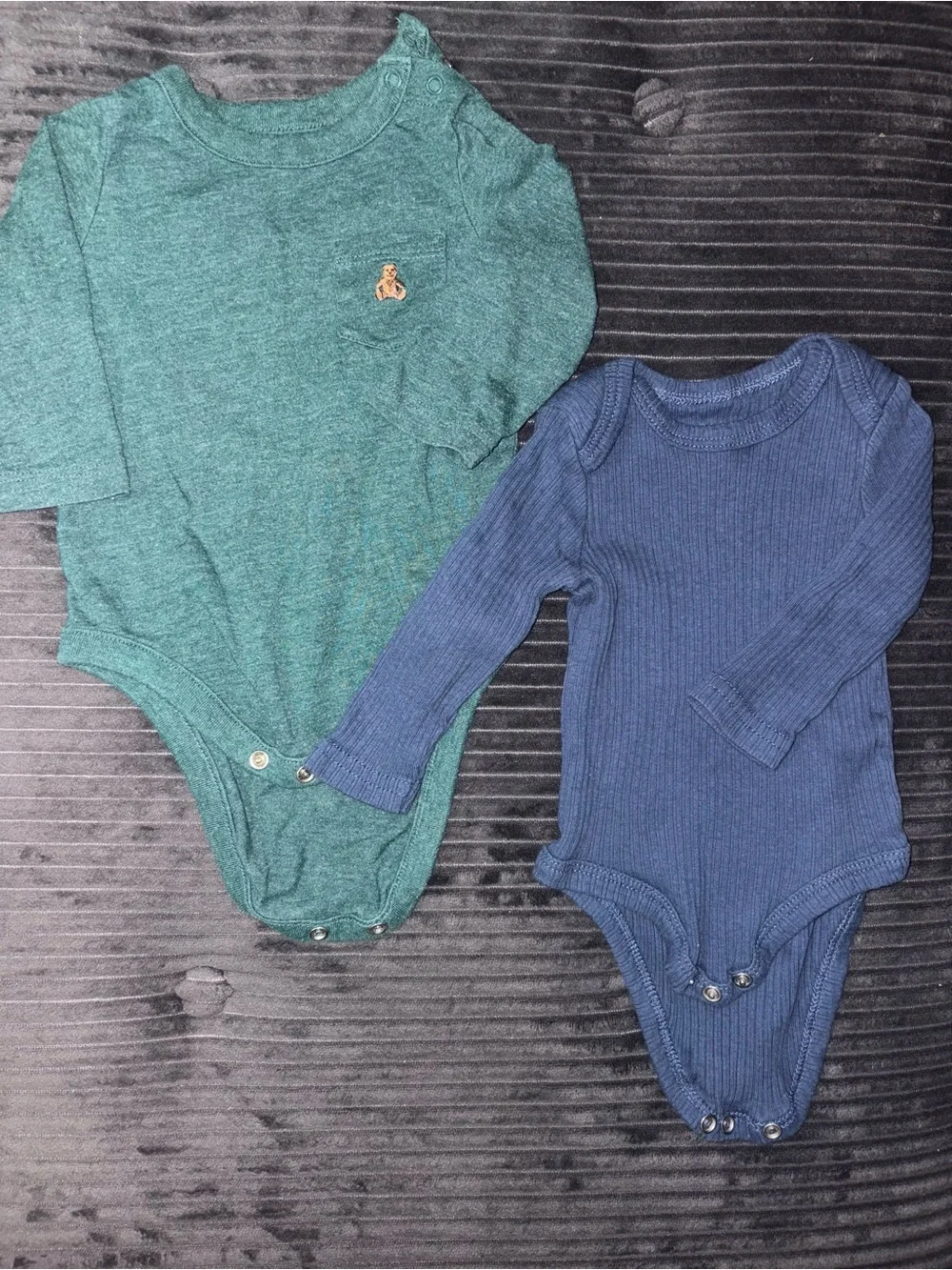 GAP Green and Navy Long-Sleeve Baby Bodysuit Set